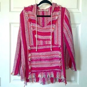Copy of Jen’s Pirate Booty Pink Hang Loose Pullover poncho Baja Hoodie Sz Small